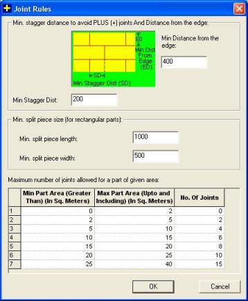 Sheet Metal Optimization Software - PLUS 2D  Metal  : Joint Rules / Splicing Norms