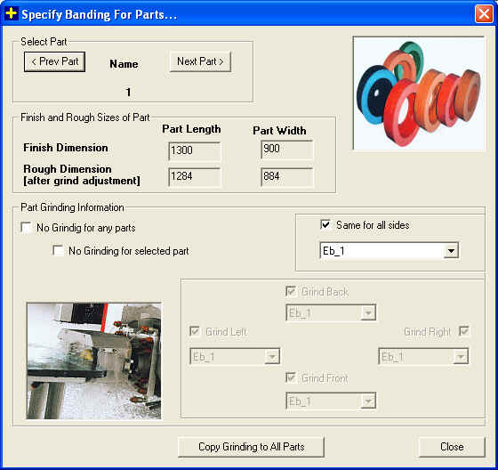 Glass Optimization Software : PLUS 2D : Specifying Grinding Margins
