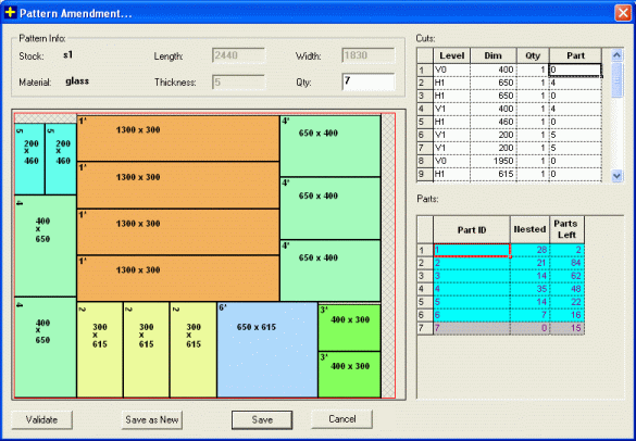 Nesting  and  Optimization Software - PLUS 2D : Editing of Layout  using  Pattern Amendment